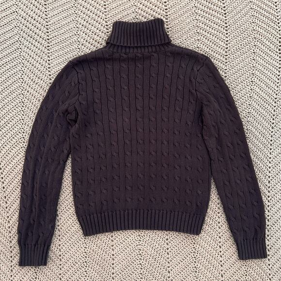 Y2K Ralph Lauren Sport 100% Cotton Turtleneck Sweater Brown - Size Medium - Picture 2 of 7